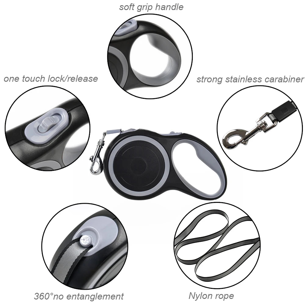 Dog Leash Retractable Roulette Collar